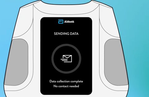 Transmitter screen showing Sending data, with no contact needed